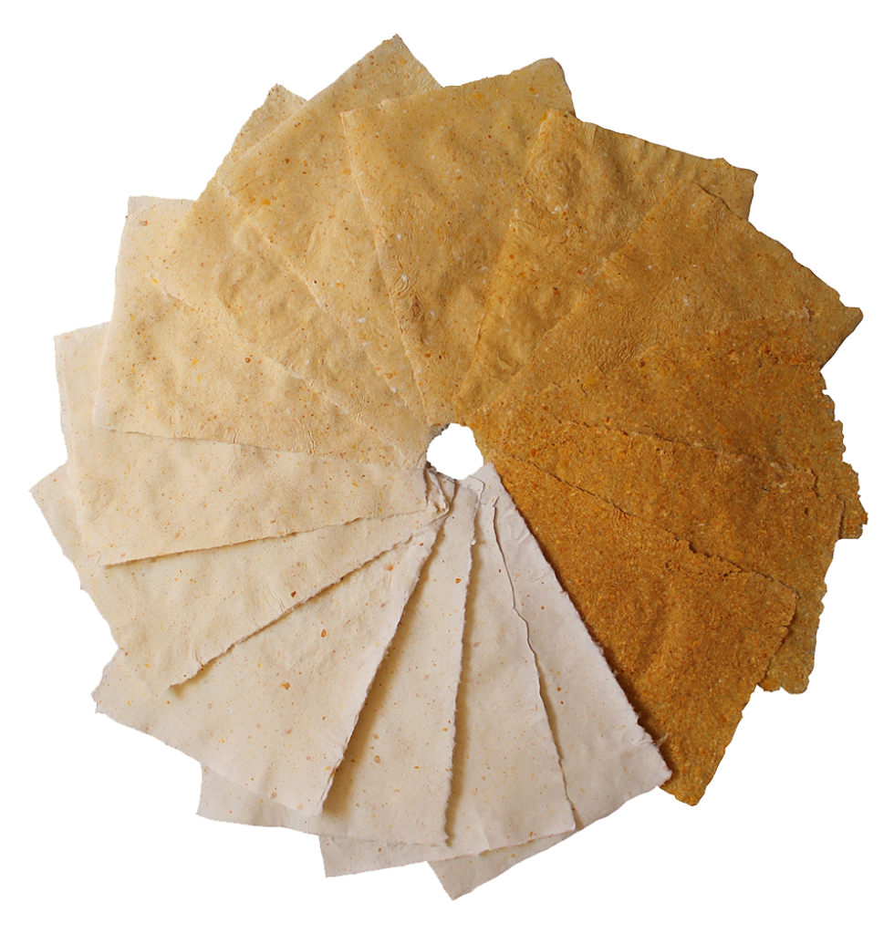 Rueda de papeles de naranja con diferentes proporciones de algodón